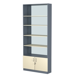 Стеллаж из ДСП с 4-мя полками 250x900 мм серии LEVEL-4 №11-2 (З/C - ЗЕРКАЛО), Темно-серый + Крем Вайс