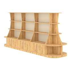 Островной низкий стеллаж ГАРАНТ №4, Дуб Золотистый и Крем Вайс