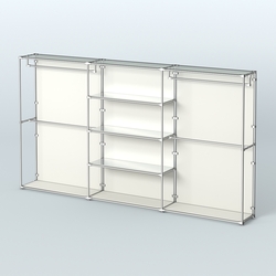 Торговая система ХРОМ (задняя стенка - ДСП) 3600 мм с зеркальными полками и поручнями №2, Белый