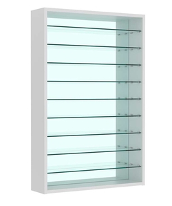 Витрина настенная №2-6Г открытая с девятью полками и зеркалом, Серый