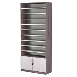 Стеллаж из ДСП с 9-ю полками 350x900 мм серии LEVEL-9 №13 (З/C - ДВП), Ясень Анкор темный + Ясень Анкор светлый