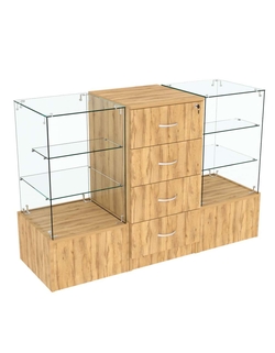 Прилавок Истра трёхсекционный на подиуме №11+13+11, Дуб Золотистый