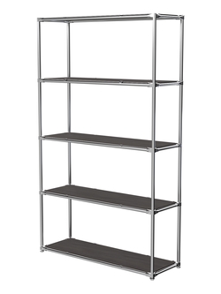 Торговый хромированный стеллаж с полками ДСП №4, Грейвуд