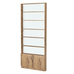 Стеллаж из ДСП с 5-ю полками 100x900 мм серии LEVEL-5 №8-1 (З/C - СТЕКЛО), Дуб Канзас коричневый