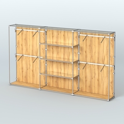 Торговая система ХРОМ (задняя стенка - ДСП) 3600 мм с зеркальными полками и поручнями №5, Дуб Золотистый