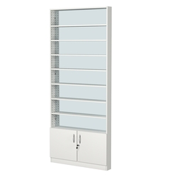 Стеллаж из ДСП с 8-ю полками 100x900 мм серии LEVEL-8 №8-2 (З/C - ЗЕРКАЛО), Белый