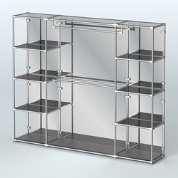 Торговая система ХРОМ (задняя стенка - зеркало) 2430 мм с тонированными полками и поручнями №3, Черный