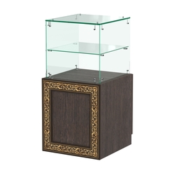 Стеклянный квадратный прилавок с декором №СПБА-10, Дуб Венге