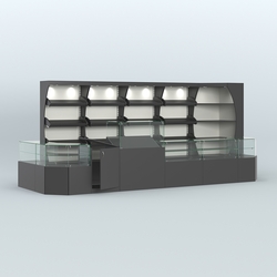 Угловой павильон с широким рядом стеллажей для размещения хлеба и выпечки №4, Черный и Белый