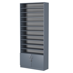 Стеллаж из ДСП с 10-ю полками 300x900 мм серии LEVEL-10 №12 (З/C - ДВП), Темно-Серый