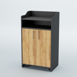 Стойка официанта "Бармен" №4-П передвижная, Темно-Серый  + Дуб Золотистый