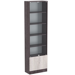 Торговая витрина Level №5-4п с  4-мя полками из ДСП 300х600мм, Ясень Анкор темный + Ясень Анкор светлый