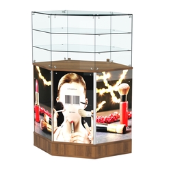 Прилавок со световым коробом и высокой стеклянной надставкой №8, Орех