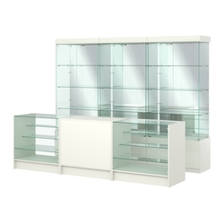 Комплект стеклянных витрин ИС-03 и прилавков ЭК-4, Белый