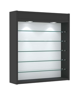 Витрина настенная №1-7Г открытая с пятью полками и верхним светом, Черный