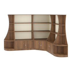 Угловой низкий стеллаж ГАРАНТ №2, Орех + Крем Вайс