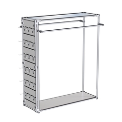Хромированный стенд-вешало ETD-38 №1-4 (торец-ЭП) с полкой Зеркало 4мм, Серый