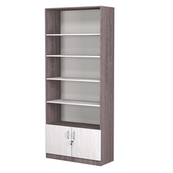 Стеллаж из ДСП с 4-мя полками 400x900 мм серии LEVEL-4 №14 (З/C - ДВП), Ясень Анкор темный + Ясень Анкор светлый