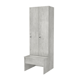 Шкаф для раздевалок со скамейкой КОМБО-Соло №2-1, Метрополитан Грей