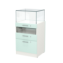 Прилавок ювелирный "Диаманд" №2-600 пристенный, ЛДСП белый + МДФ мята