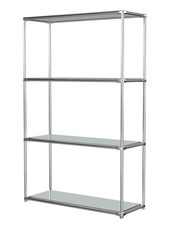 Хромированный стеллаж СТИЛЬ №1г с полками Зеркало 4 мм, Метрополитан Грей