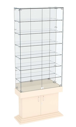 Витрина узкая с 6-ю полками зеркальная ДОНЖОН №34, Крем Вайс