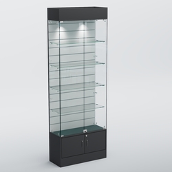 Витрина СЕТЬ №5-П с экономпанелью и полками, Aнтрацит+Белый