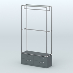 Торговая система ХРОМ без ДСП 1200 мм №1-2 с тумбой Т-14 и поручнями, Темно-Серый