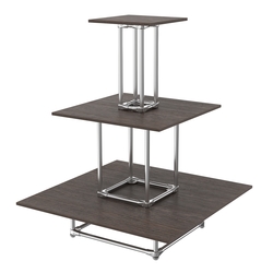 Торговый хромированный остров ПИРАМИДА №1 (полки ДСП 16мм), Дуб Венге