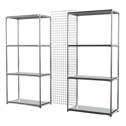 Сетчатый стеллаж СТИЛЬ с зеркальными полками и решеткой №31-4, Дуб Венге