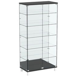 Витрина РОНДО №4-4 на ножках (задняя стенка зеркало), Черный