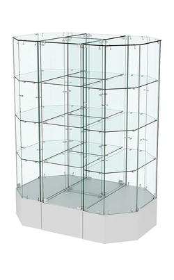 Стеклянная островная низкая прозрачная витрина серии Истра №809-О-450, Серый