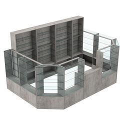 Торговый пристенный островок ГРАЦИЯ №12 (открытый) (9.62 кв.м), Бетон Чикаго светло-серый F186 ST9