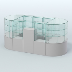 Круглый стеклянный островок-павильон серии КОЛЬЦО овальный №2, Серый