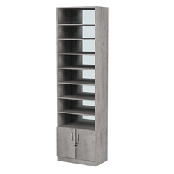 Стеллаж из ДСП с 7-ю полками 350x600 мм серии LEVEL-7 №6-2 (З/C - ЗЕРКАЛО), Бетон Чикаго светло-серый F186 ST9