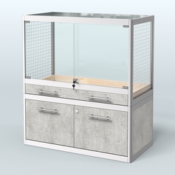 Витрина низкая для продажи средних млекопитающих в зоомагазин серии КУНЬИ-01, Метрополитан Грей