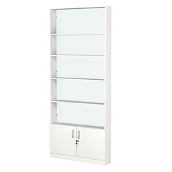 Стеллаж из ДСП с 4-мя полками 150x900 мм серии LEVEL-4 №9-1 (З/C - СТЕКЛО), Белый