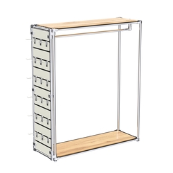 Хромированный стенд-вешало ETD-10 №1-3 (торец-ЭП) с полками ДСП 16мм, Дуб Золотистый