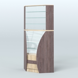 Витрина внутренний угол БРИЗ №4, Ясень Анкор темный и Дуб Сонома