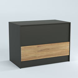 Стол-ресепшен серии ПРАЙМ №1Б, Черный + Дуб Канзас Коричневый