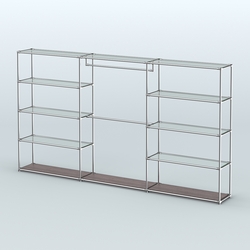 Торговая система ХРОМ без ДСП 3600 мм с прозрачными полками и поручнями №1, Ясень Анкор темный