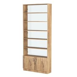 Стеллаж из ДСП с 5-ю полками 250x900 мм серии LEVEL-5 №11-1 (З/C - СТЕКЛО), Дуб Канзас коричневый