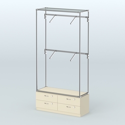 Торговая система ХРОМ без ДСП 1200 мм №3-2 с тумбой Т-14 и поручнями, Крем Вайс