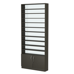 Стеллаж из ДСП с 10-ю полками 200x900 мм серии LEVEL-10 №10-1 (З/C - СТЕКЛО), Черный