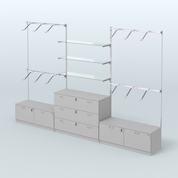 Система Neo Fix со стеклянными полками №4 и тумбами T-15 и Т13, Серый