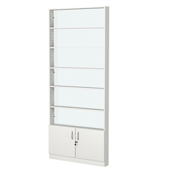 Стеллаж из ДСП с 5-ю полками 100x900 мм серии LEVEL-5 №8-1 (З/C - СТЕКЛО), Белый