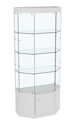 Стеклянная витрина Истра Трапеция с тремя полками и подсветкой №801, Серый