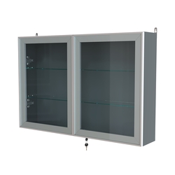 Витрина настенная №3-1А широкая со стеклянными полками серии Collecto, Темно-Серый