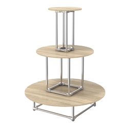 Торговый хромированный остров ПИРАМИДА №4 (полки ДСП 16мм), Дуб Сонома