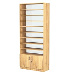 Стеллаж из ДСП с 8-ю полками 400x900 мм серии LEVEL-8 №14-1 (З/C - СТЕКЛО), Дуб Золотистый